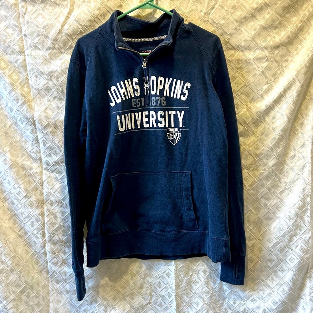 Johns Hopkins University Jansport Collared Quarter Zip Sweatshirt Navy Size XL